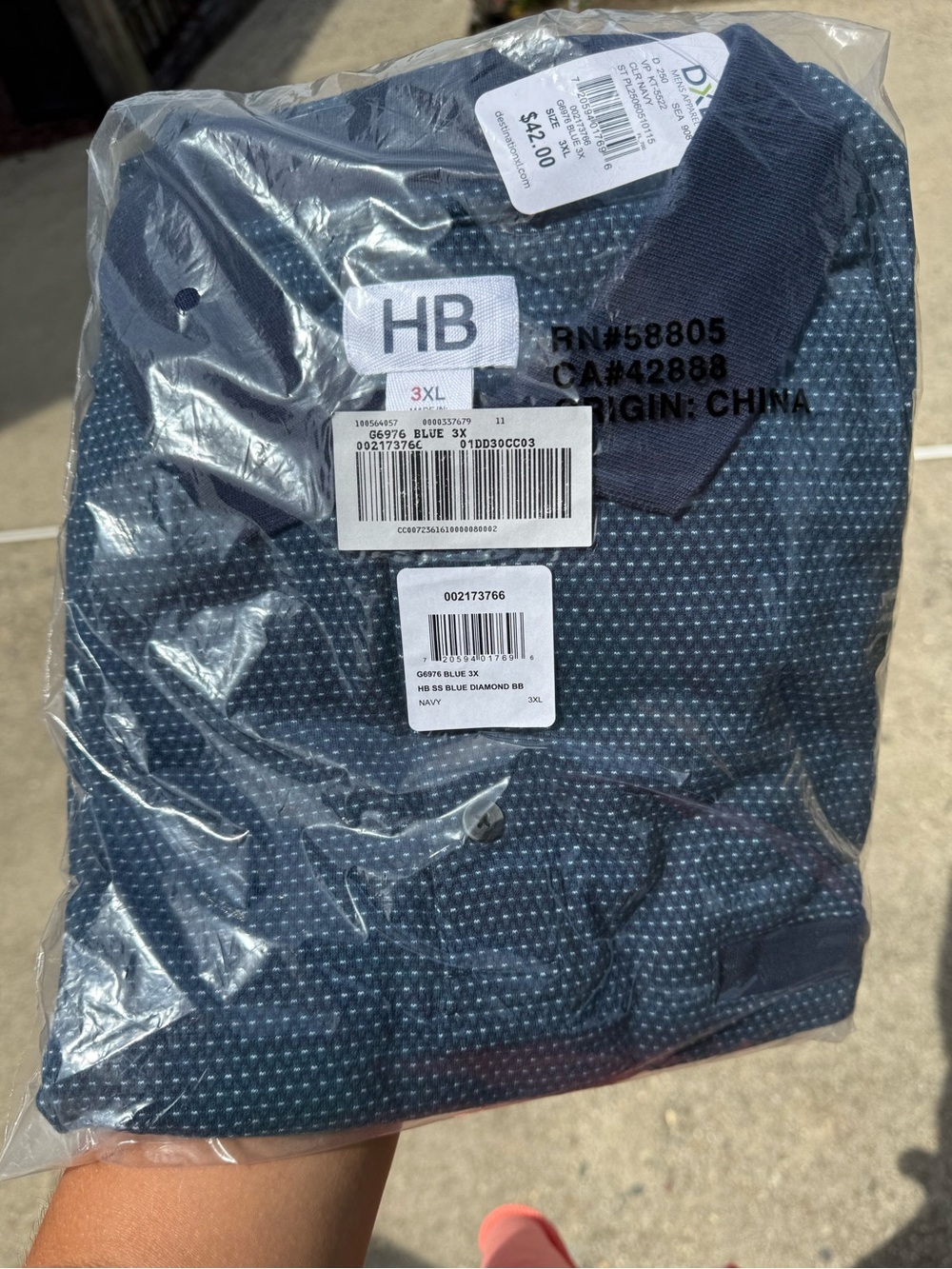 Harbor Bay Navy Diamond Pattern Polo